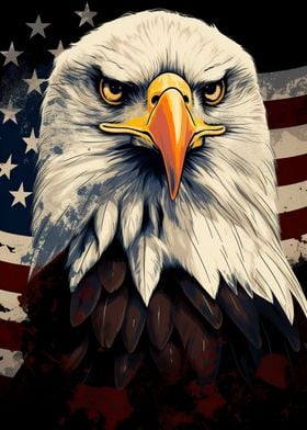 American Eagle On USA Flag