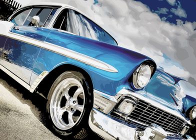 blue classic car