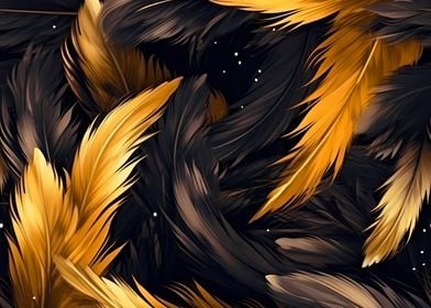  Abstract Gold Feathers 