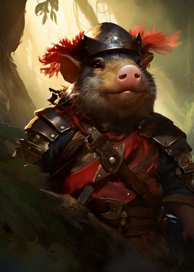 Pig medieval warrior