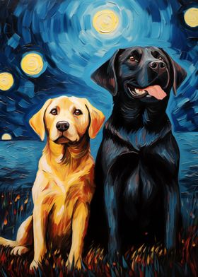 Labrador Couple Van Gogh