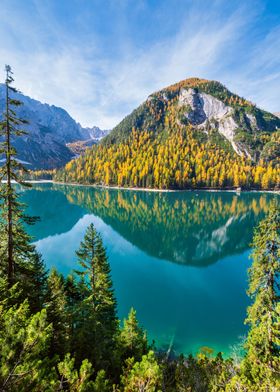 Autumn lake Braies 