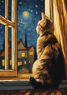 Starry Night Cat 