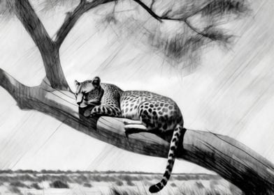 Tree Sleeping Leopard