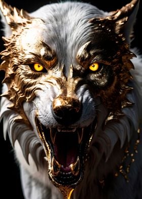 white and gold wolf