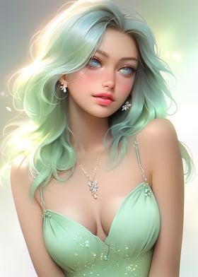 Cute Pastel Green Girl