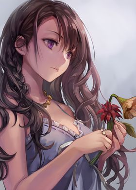 Anime Girl Flowers kawaii