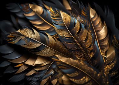 Abstract Feathers Gold