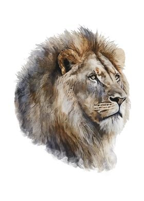 Lion Watercolor Painting