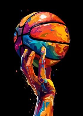 Painted Basketball Hand