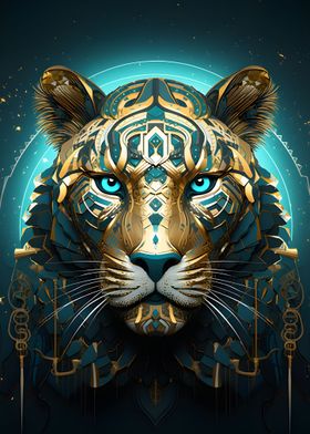 Gold and turquoise tiger