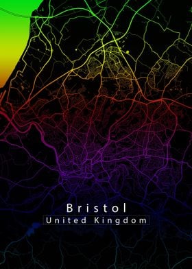 Bristol City Map rainbow
