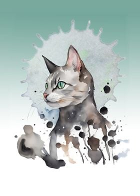 Cat wild watercolor