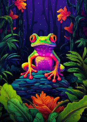 Tropical Frog Pixel Art