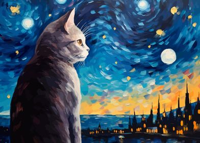 Starry Night Cat 