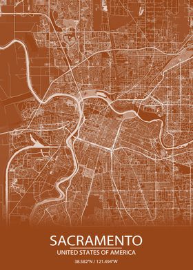 Sacramento US CA Brown Map