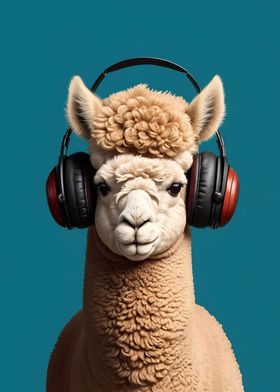 Alpaca in headphones