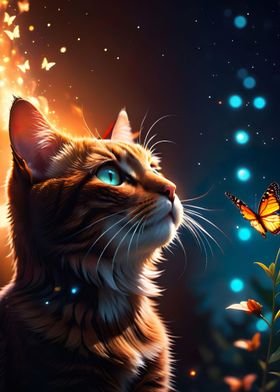 Cat with butterfly