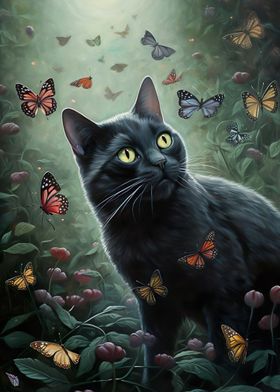 Cat with butterfly