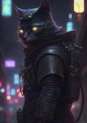 cyberpunk human cat