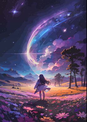 girl and Wilderness planet