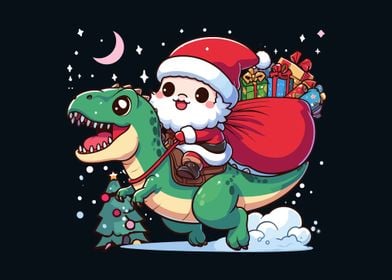 Santa and Tyrannosaurus