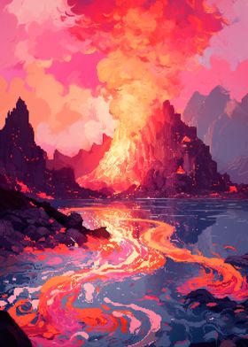 Volcano Flow Pixel Art