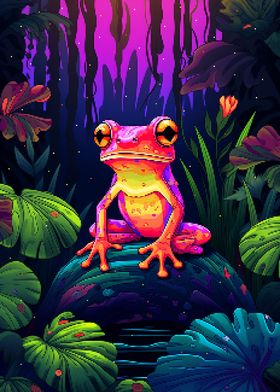 Tropic Pink Frog Pixel Art