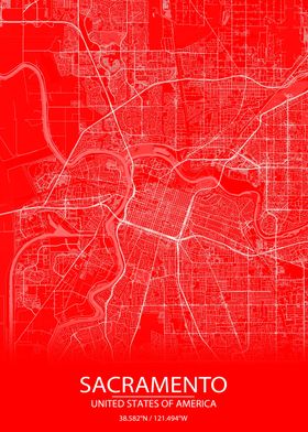 Sacramento Red White Map