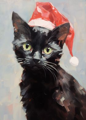 Christmas Santa Black Cat
