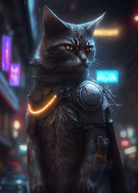 cyberpunk human cat