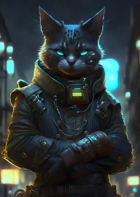 cyberpunk human cat