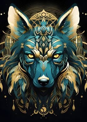 Native turquoise wolf