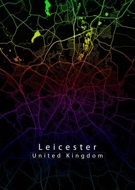 Leicester City Map rainbow
