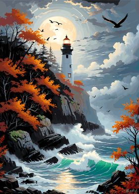 Lighthouse in autumn