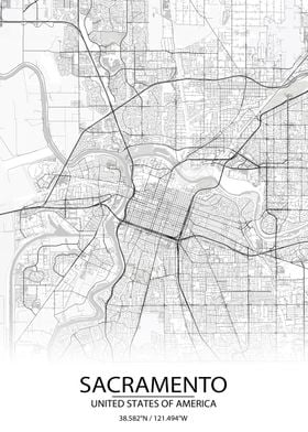 Sacramento CA White Map