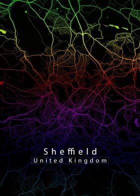 Sheffield City Map rainbow