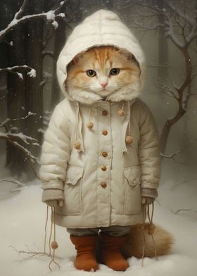 Cute Ginger Kitten in Snow