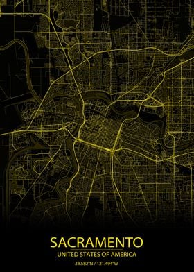 Sacramento CA Yellow Map