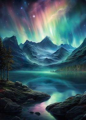 Aurora Borealis Mountains