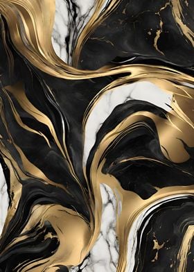 black white Gold marble