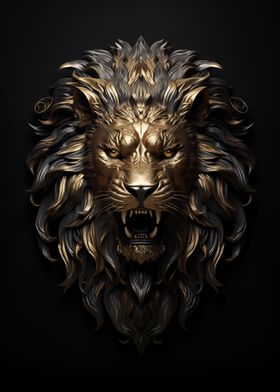 Gold Bronze Lion Emblem