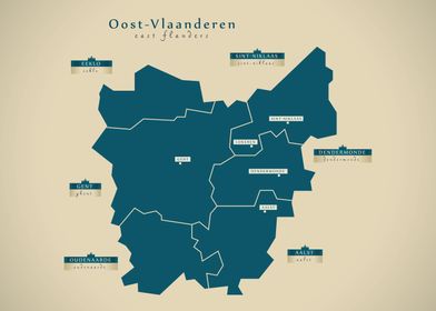 East Flanders Belgium map