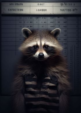 Raccoon Criminal Mugshot