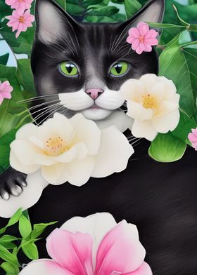 Black White Cat Flowers