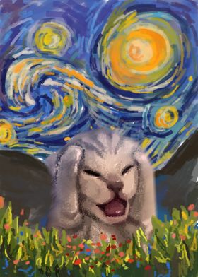 screaming cat starry night