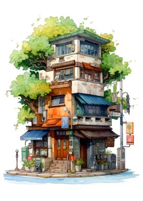 Japanese trees house