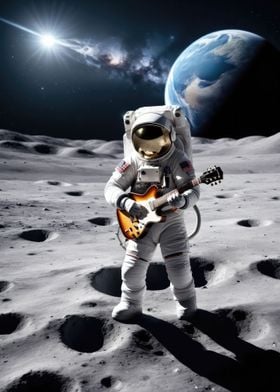 Astronaut guitar galaxy