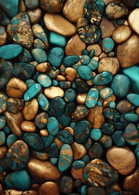 Gold and turquoise pebbles