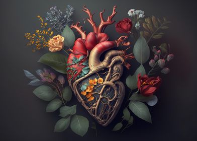 Abstract Heart with flower